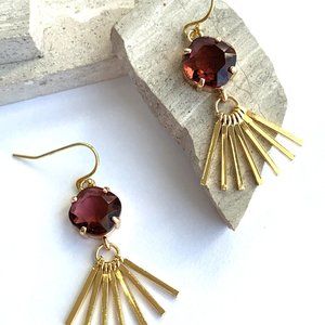 NEW~ Anthropologie Stone-Embellished Fringe Drop Earrings